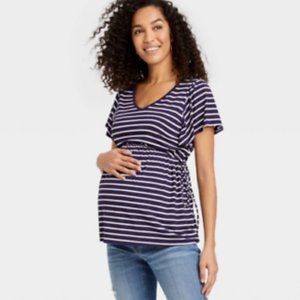 NWT‎ Flutter Short Sleeve Tie-Waist Maternity Top -by Ingrid & Isabel Small